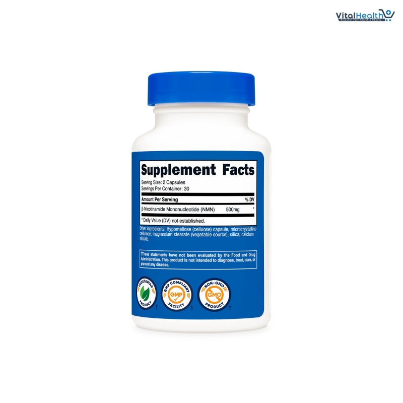 Nutricost NMN (Nicotinamide Mononucleotide) 500mg, 60 Capsules - Vegetarian Friendly, 30 Servings, Gluten Free, GMO Free thumbnail 3