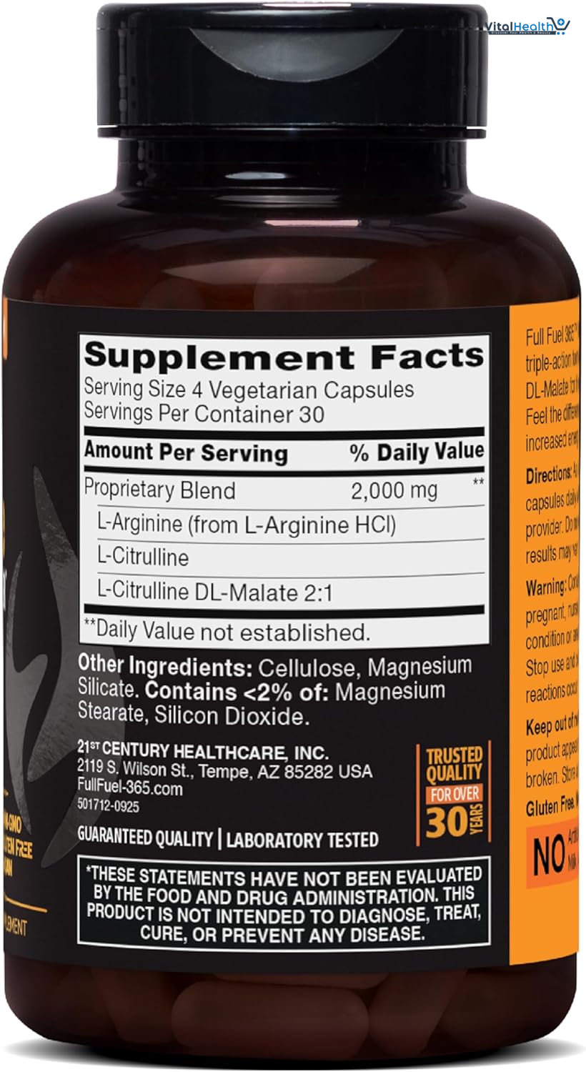 21st Century Full Fuel 365 Nitric Oxide Performance Booster with L-Arginine 120 Capsules thumbnail 6