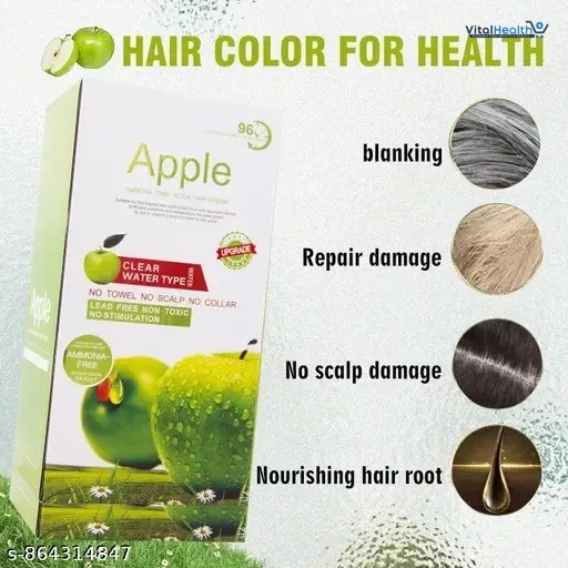 Apple Hair Color 96 Natural Black Ammonia Free Chemical Free Hair Dye Brown Coverage Natural Black And Brown Shades 500x2ml thumbnail 3