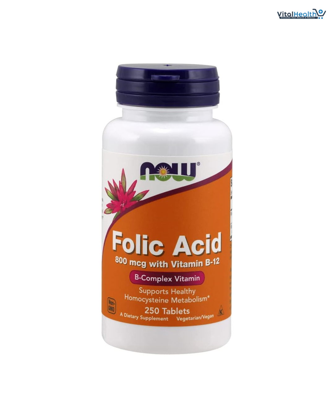 NOW Foods Folic Acid 800 mcg with Vitamin B12 250 Tablets thumbnail 5
