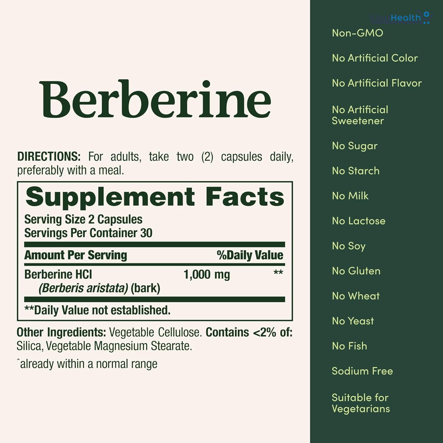 Nature’s Bounty Berberine 1000mg Capsules, Supports Heart Health, Cholesterol &amp; Blood Sugar Levels in a Normal Range, Non-GMO Supplement, 60 Count thumbnail 3