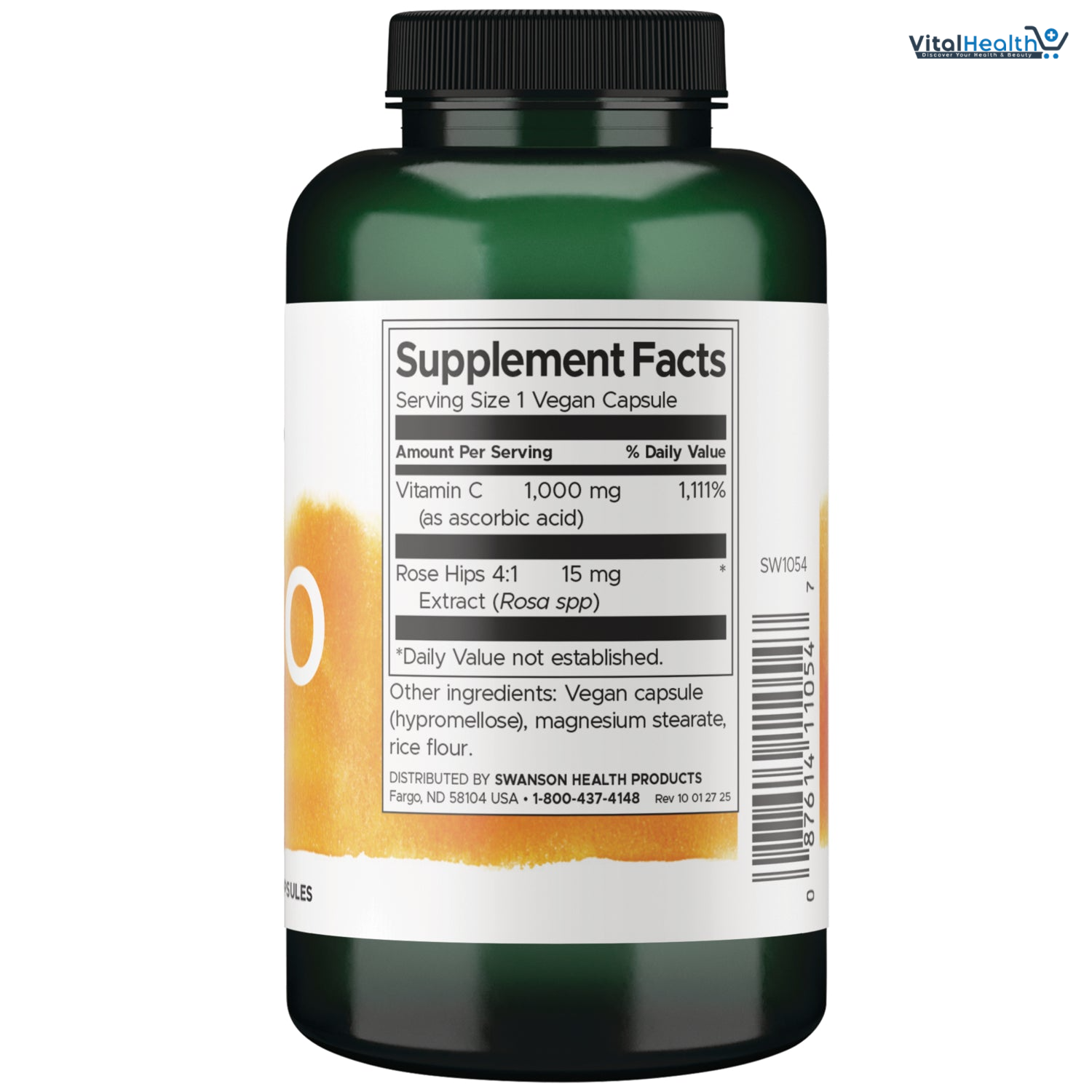 Swanson Vitamin C with Rose HIPS Immune System Support Skin Cardiovascular Health Antioxidant Supplement 1000 mg 250 Capsules (Caps) thumbnail 2