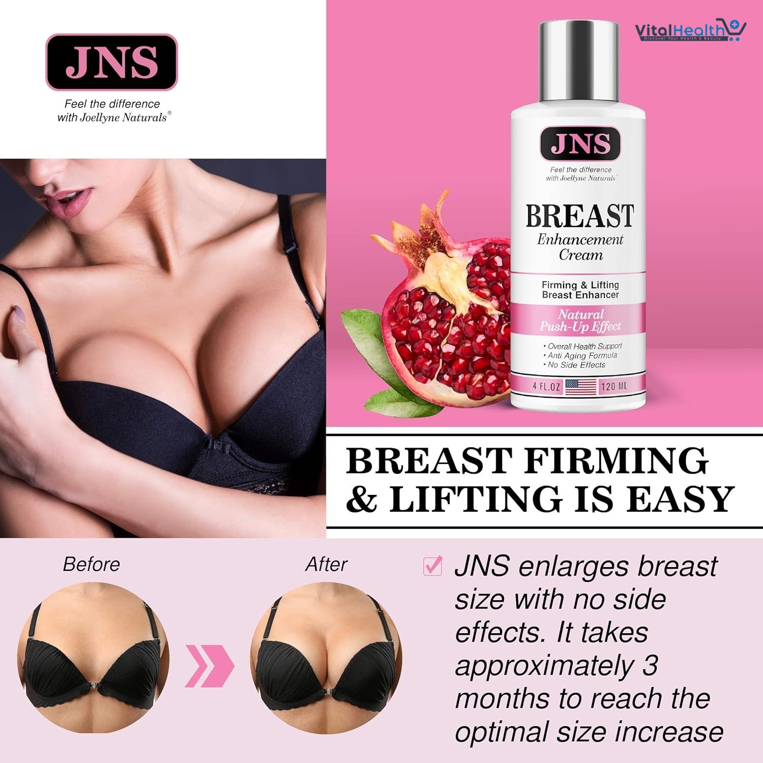 Powerful Breast Lifting &amp; Plumping Cream - USA Made, Natural Bust Growth &amp; Enlargement - 4 fl oz thumbnail 3
