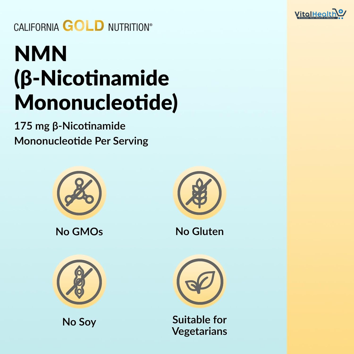 California Gold Nutrition, NMN, 175 mg, 180 Veggie Capsules thumbnail 2