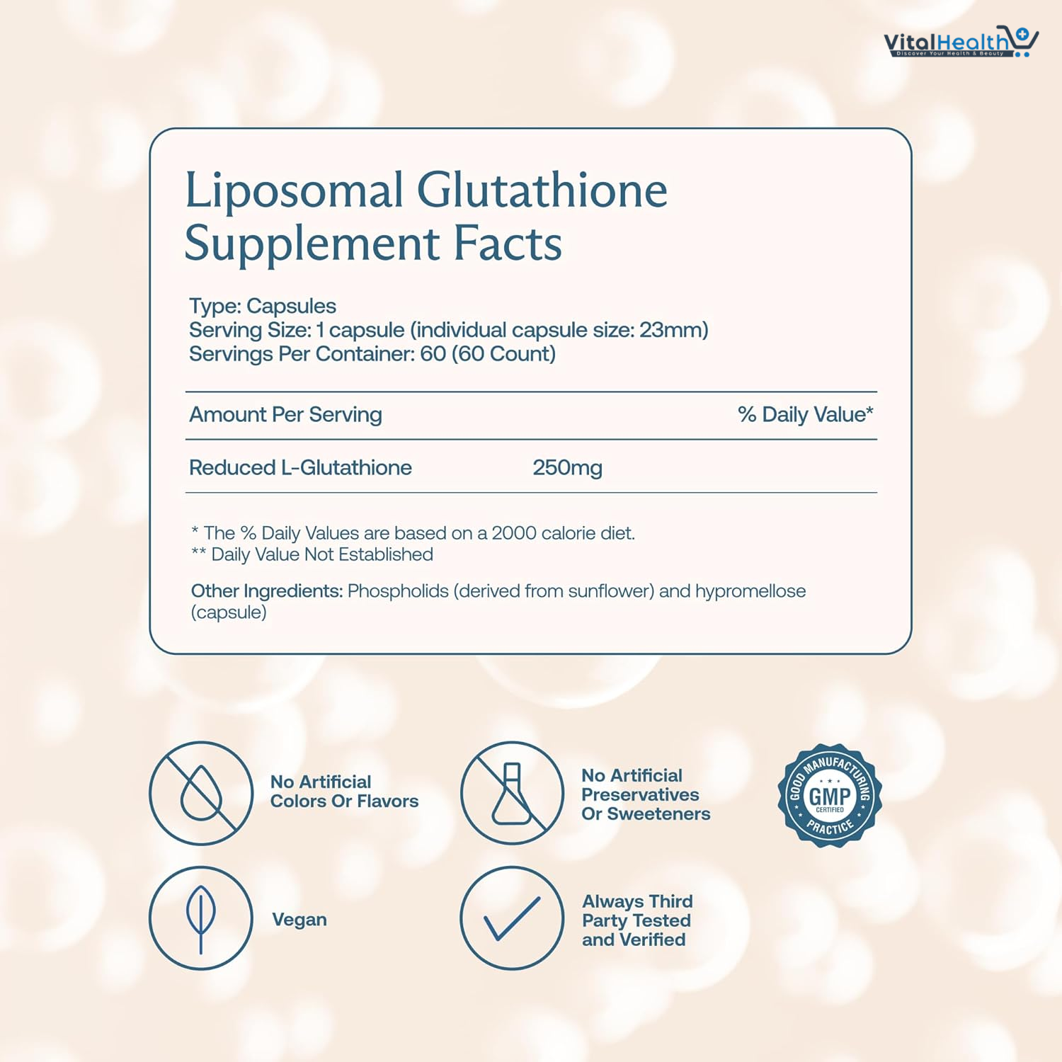 BodyBio Liposomal Glutathione - Master Antioxidant for Cellular Protection, Advanced Liposomal Absorption for Detox &amp; Toxin Removal 60 Capsules thumbnail 3