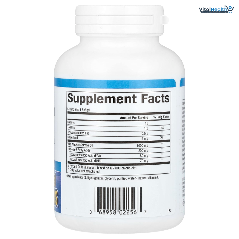 Natural Factors Wild Alaskan Salmon Oil Provides Omega-3, EPA, DHA &amp; Vitamin D, Supports Brain &amp; Heart Health, 180 Softgels thumbnail 3