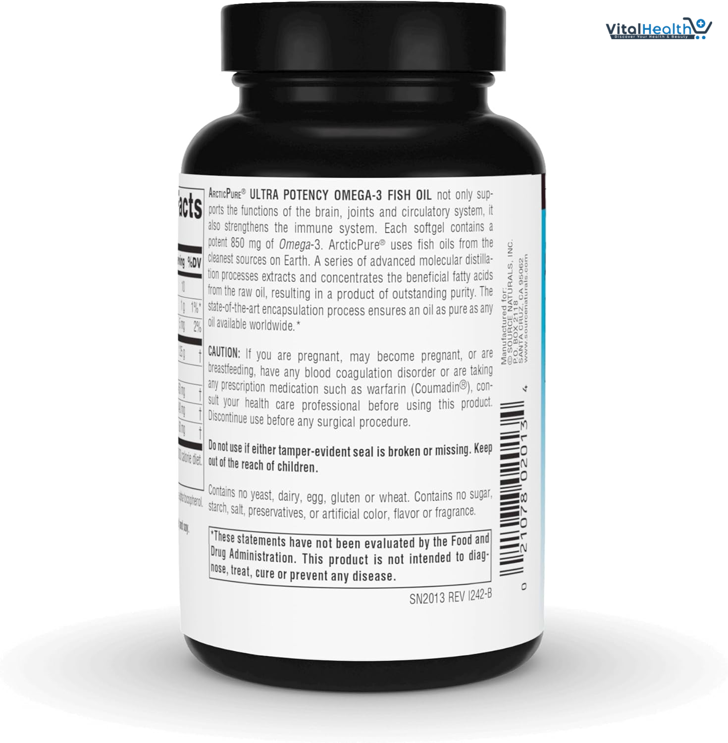 Source Naturals ArcticPure Omega-3 Fish Oil 1125mg Ultra Potency Maximum Strength EPA + DHA for Heart, Joint, Brain &amp; Immune Health - 30 Softgels thumbnail 3