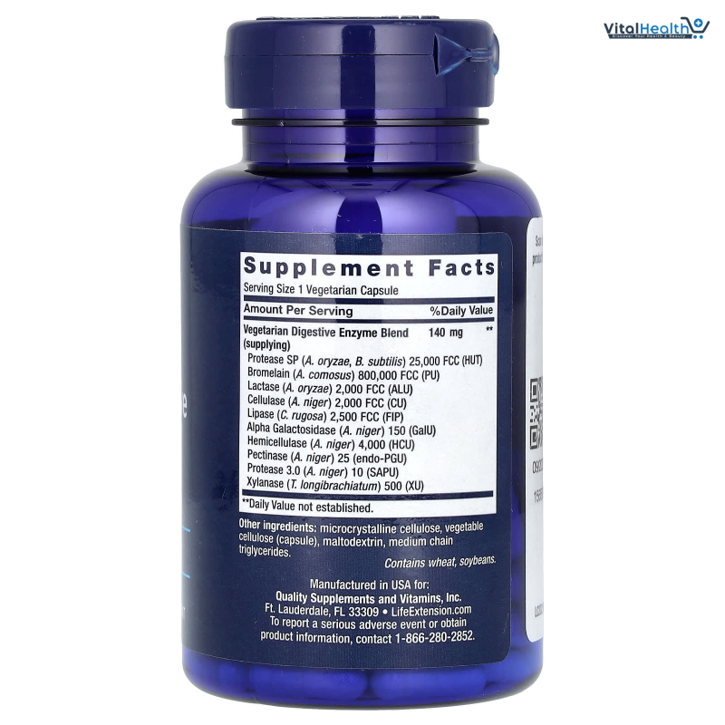 Life Extension Enhanced Super Digestive Enzymes and Probiotics B. coagulans Probiotic, 10 Digestive Enzymes – 60 Capsules thumbnail 3