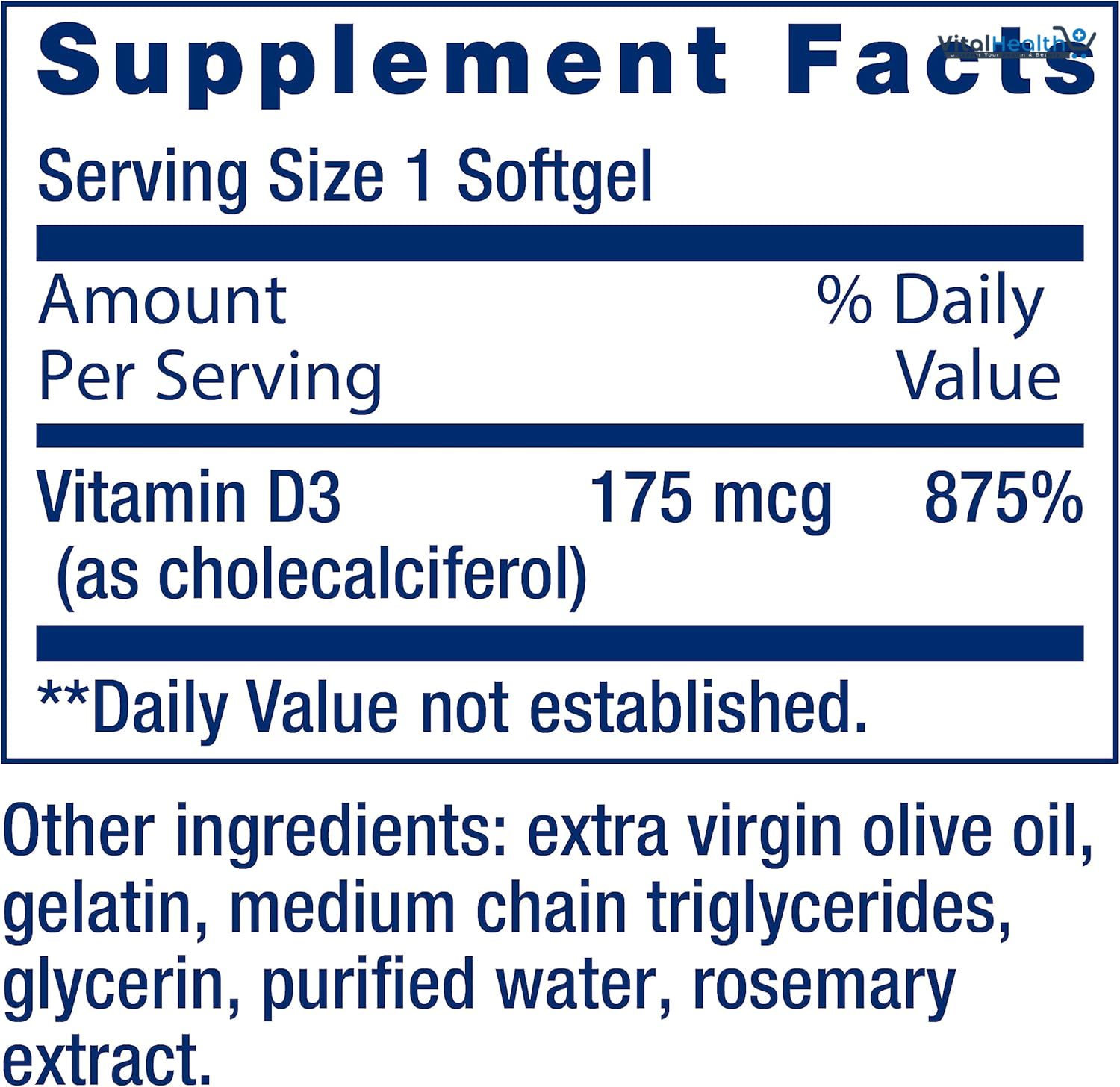 Life Extension Vitamin D3 175 mcg (7000 IU), Immune System Support, Bone Health, Brain Performance, Gluten-Free, Non-GMO, Once Daily, Two-Month Supply, 60 softgels thumbnail 2