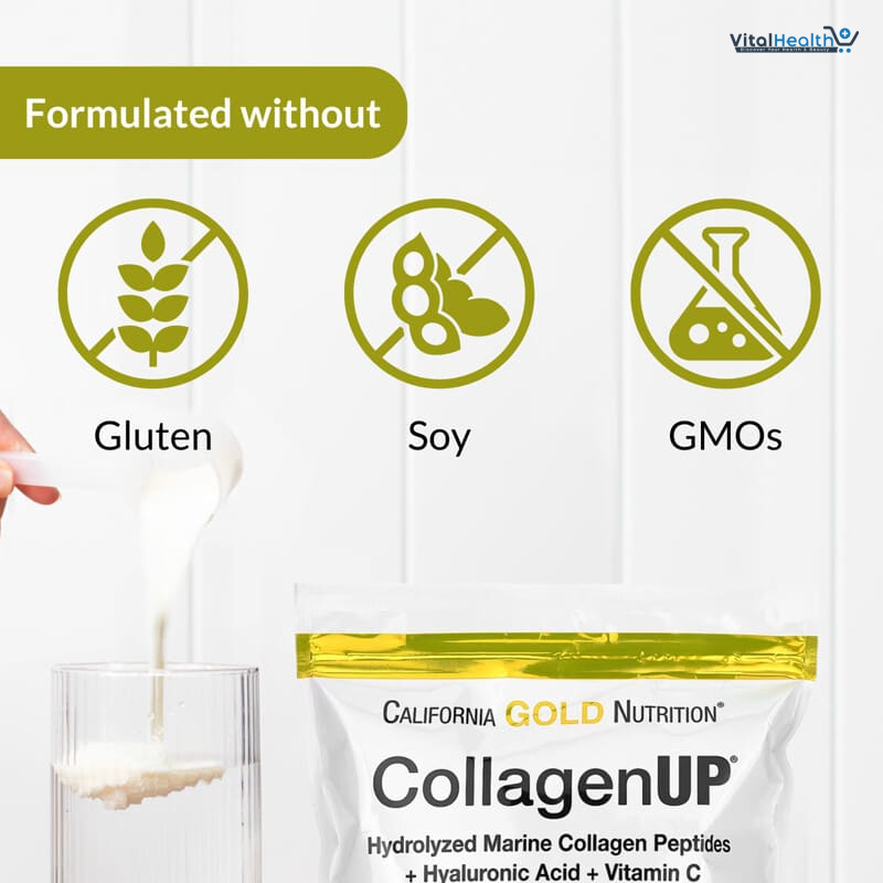 California Gold Nutrition CollagenUP®, Hydrolyzed Marine Collagen Peptides with Hyaluronic Acid and Vitamin C, Unflavored, 7.26 oz (206 g) thumbnail 7