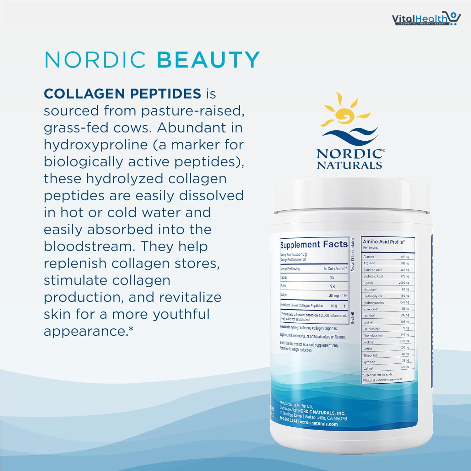Nordic Naturals Nordic Beauty Collagen Peptides, Unflavored - 10.6 Ounces - Collagen Supplement for Skin Health and Elasticity - for Hot and Cold Beverages - 30 Servings thumbnail 4