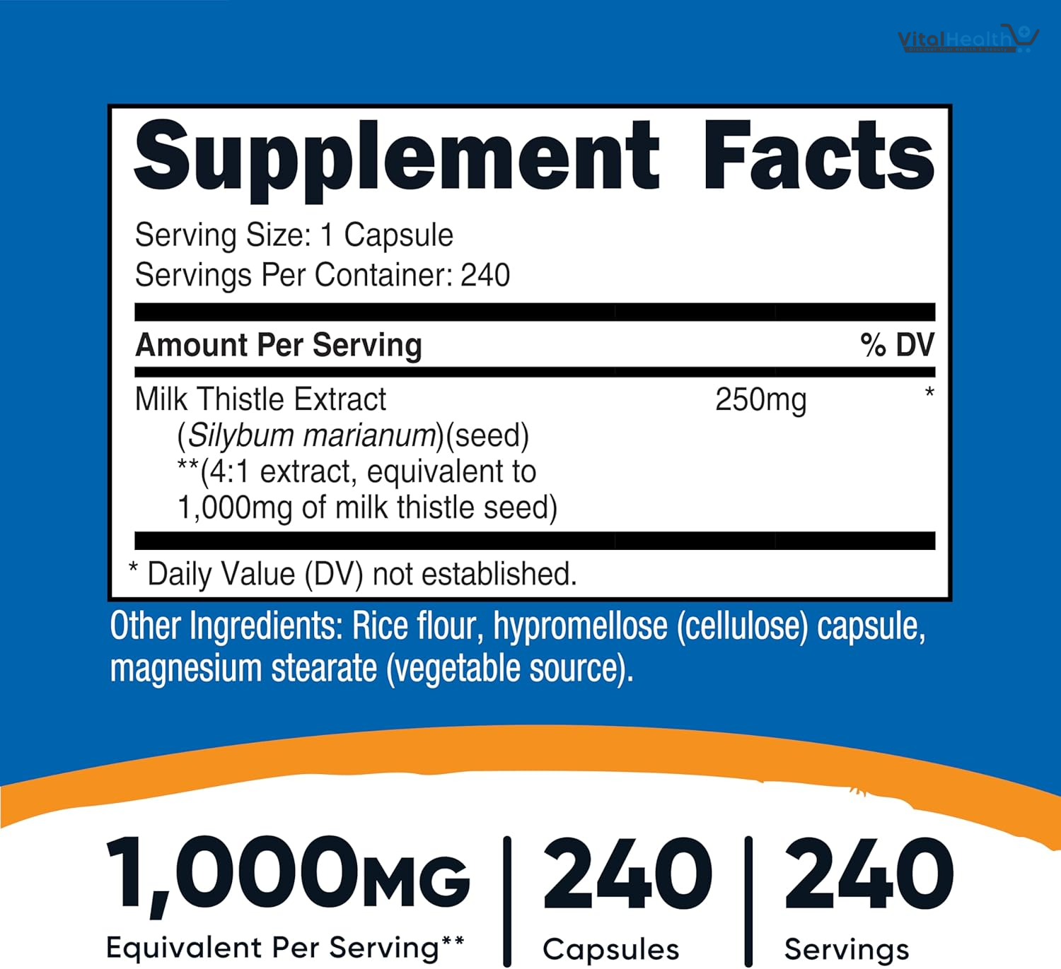 Nutricost Milk Thistle 1,000mg Equivalent, 120 Capsules - 250mg of 4:1 Extract - Vegan, Non-GMO and Gluten Free thumbnail 3