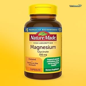 Nature Made Magnesium Glycinate 200 mg per serving, Magnesium Supplement for Muscle, Heart, Nerve and Bone Support, 180 Magnesium Bisglycinate Capsules, 90 Day Supply thumbnail 4