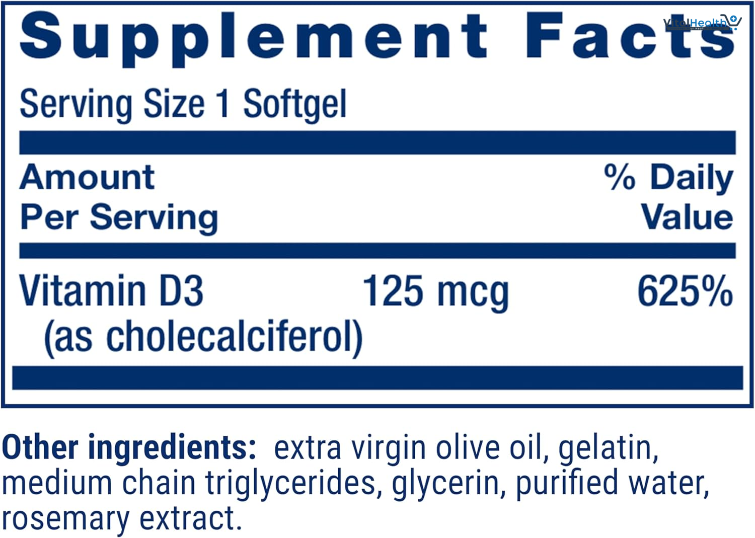 Life Extension Vitamin D3 125 mcg (5000 IU), Bone Health, Brain Performance, Immune System Support, Gluten-Free, Non-GMO, Once Daily, Two-Month Supply, 60 Softgels thumbnail 2