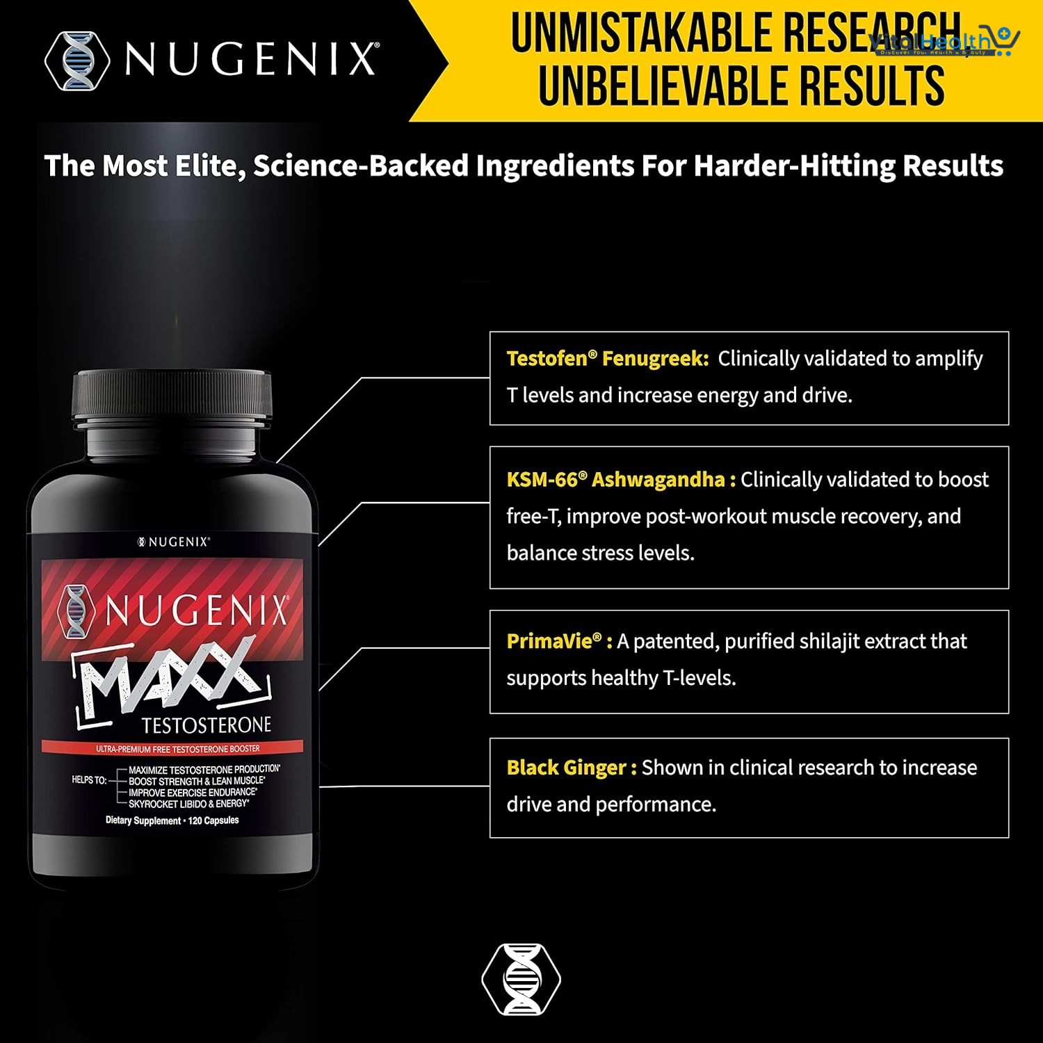 Nugenix Total-T Maxx - Maximum Total Testosterone Booster for Men, 120 Count thumbnail 5