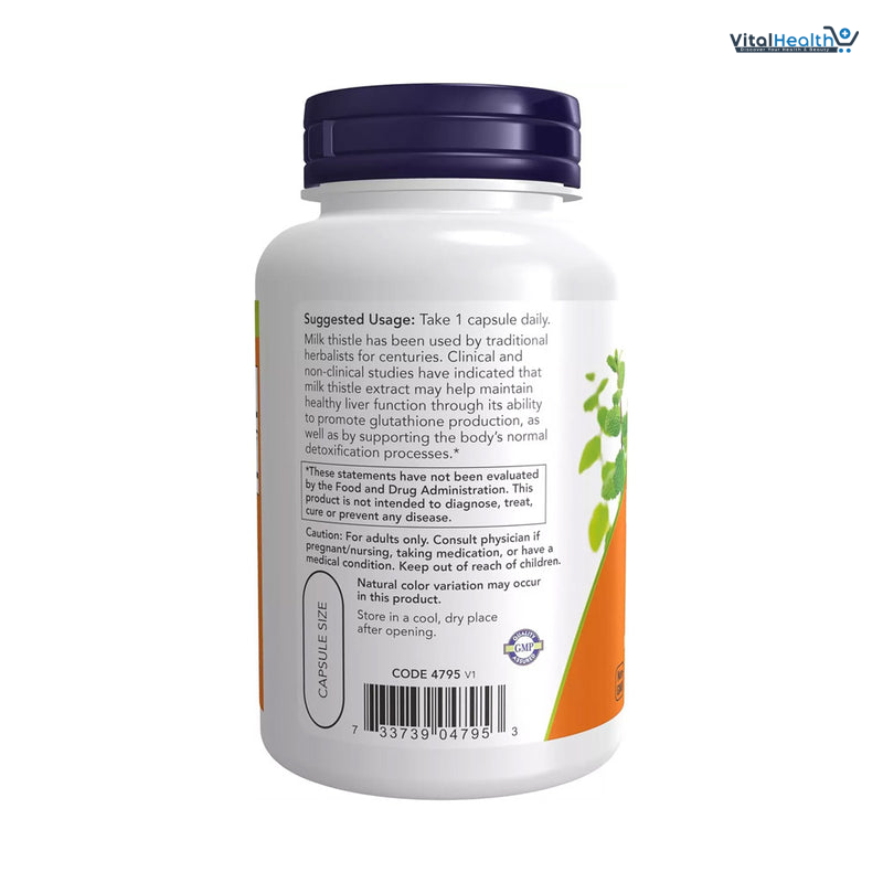 Now Foods Milk Thistle Extract 750 mg Silymarin (600 mg), Maximum Strength - 90 Veg Capsules thumbnail 2