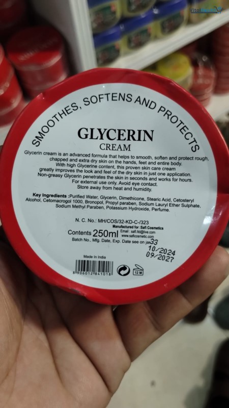 Glycerin Skin Cream Moisturizer | Deep Hydration &amp; Soft Smooth Skin Care | Daily Use Nourishing Cream for Dry &amp; Rough Skin 250 ml thumbnail 3