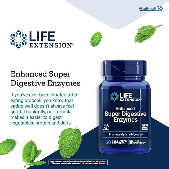 Life Extension Enhanced Super Digestive Enzymes and Probiotics B. coagulans Probiotic, 10 Digestive Enzymes – 60 Capsules thumbnail 7