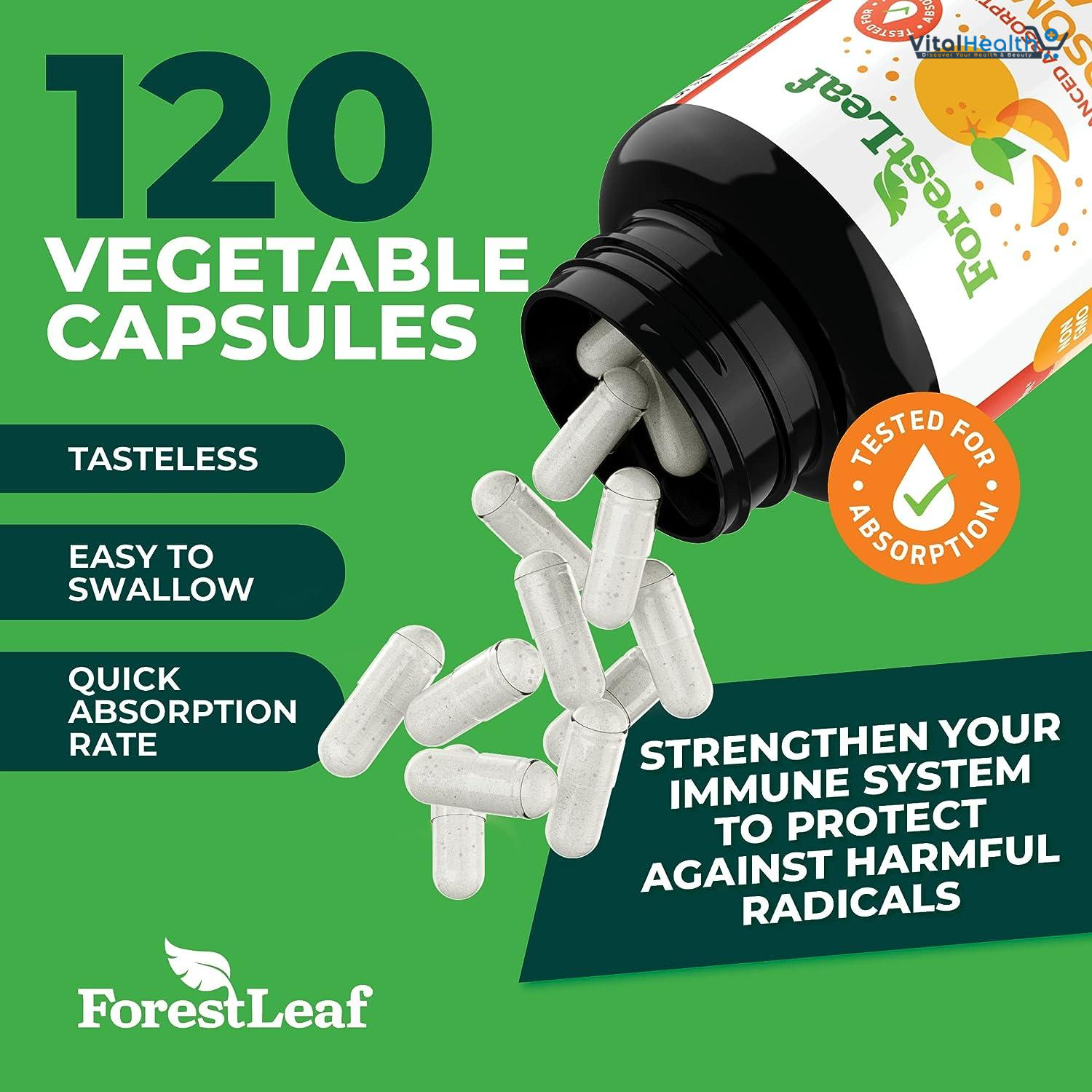 ForestLeaf Liposomal Vitamin C 1400mg Capsules | High Dose Vitamin C Liposomal Supplement w Coconut Oil Fatty Acids | 120 Vegan Cap thumbnail 4