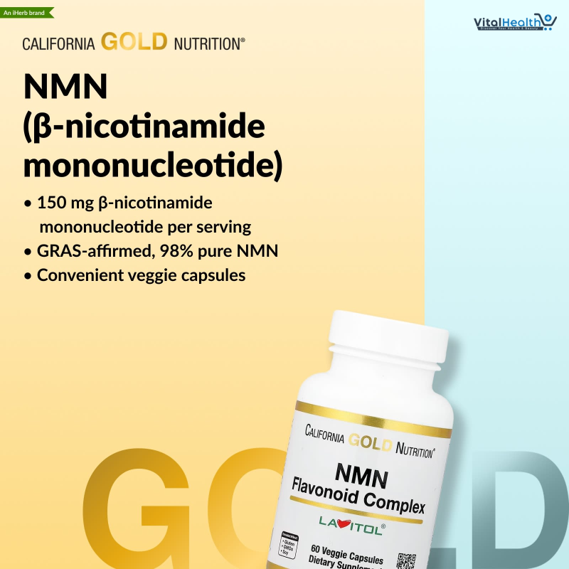 California Gold Nutrition, NMN Flavonoid Complex with Apigenin and Dihydroquercetin, 60 Veggie Capsules thumbnail 2