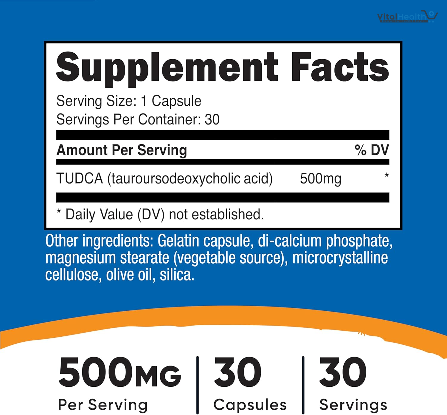 Nutricost Tudca 500mg, 30 Capsules (Tauroursodeoxycholic Acid) - Premium Quality, Gluten Free thumbnail 2
