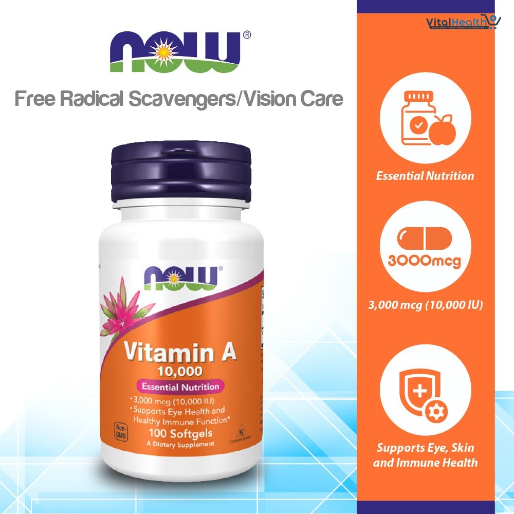 NOW Supplements, Vitamin A 10,000 IU, Eye Health, Essential Nutrition, 100 Softgels thumbnail 4