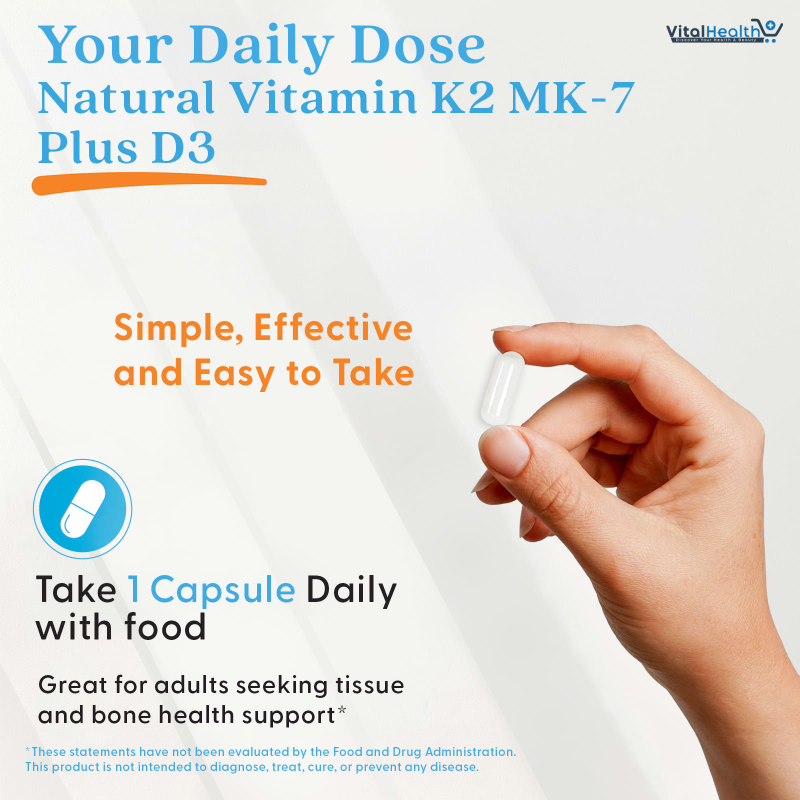 Doctor's Best Natural Vitamin K2 MK-7 Plus D3 - VIT D3 and K2 MK7 Supplement for Men &amp; Women 60 Veg Caps thumbnail 2