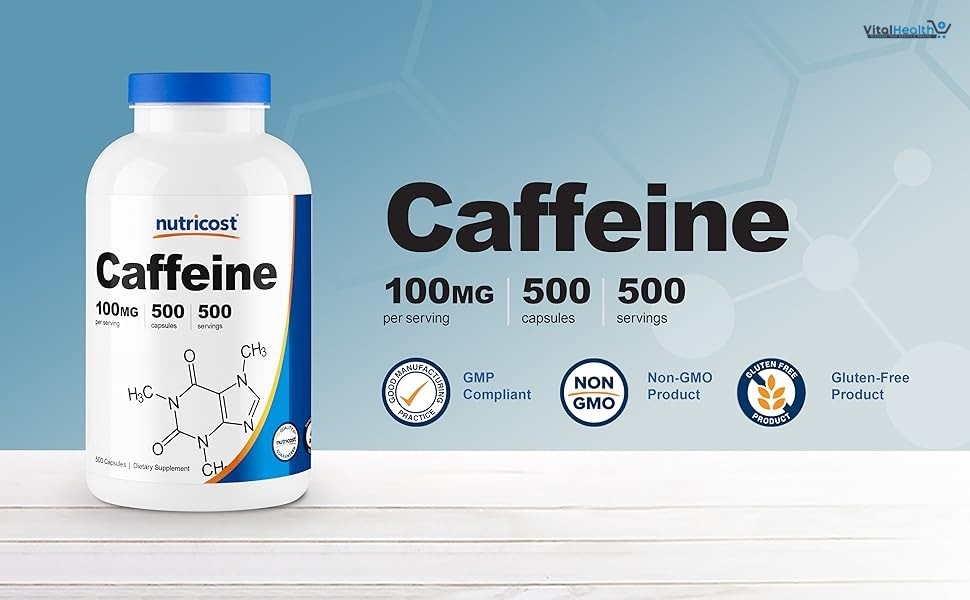 Nutricost Caffeine Pills 100mg Per Serving, 250 Capsules thumbnail 6