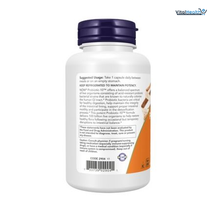 NOW Foods Supplements, Probiotic-10™, 100 Billion, with 10 Probiotic Strains,Dairy, Soy and Gluten Free, Strain Verified, 30 Veg Capsules thumbnail 3