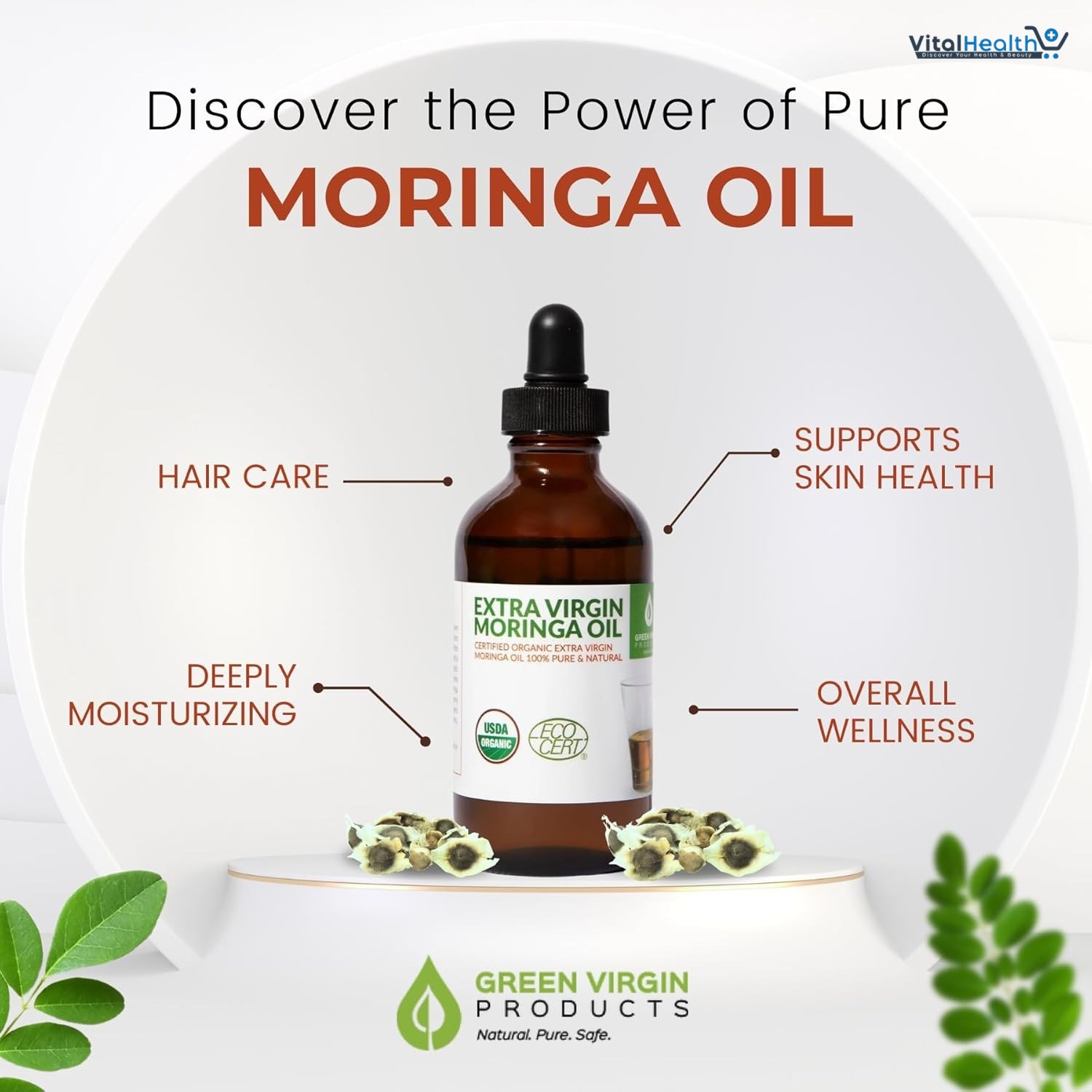 Organic Moringa Oil, Cold Pressed, Extra Virgin, 100% Pure, Food Grade (1 Fl Oz) thumbnail 7