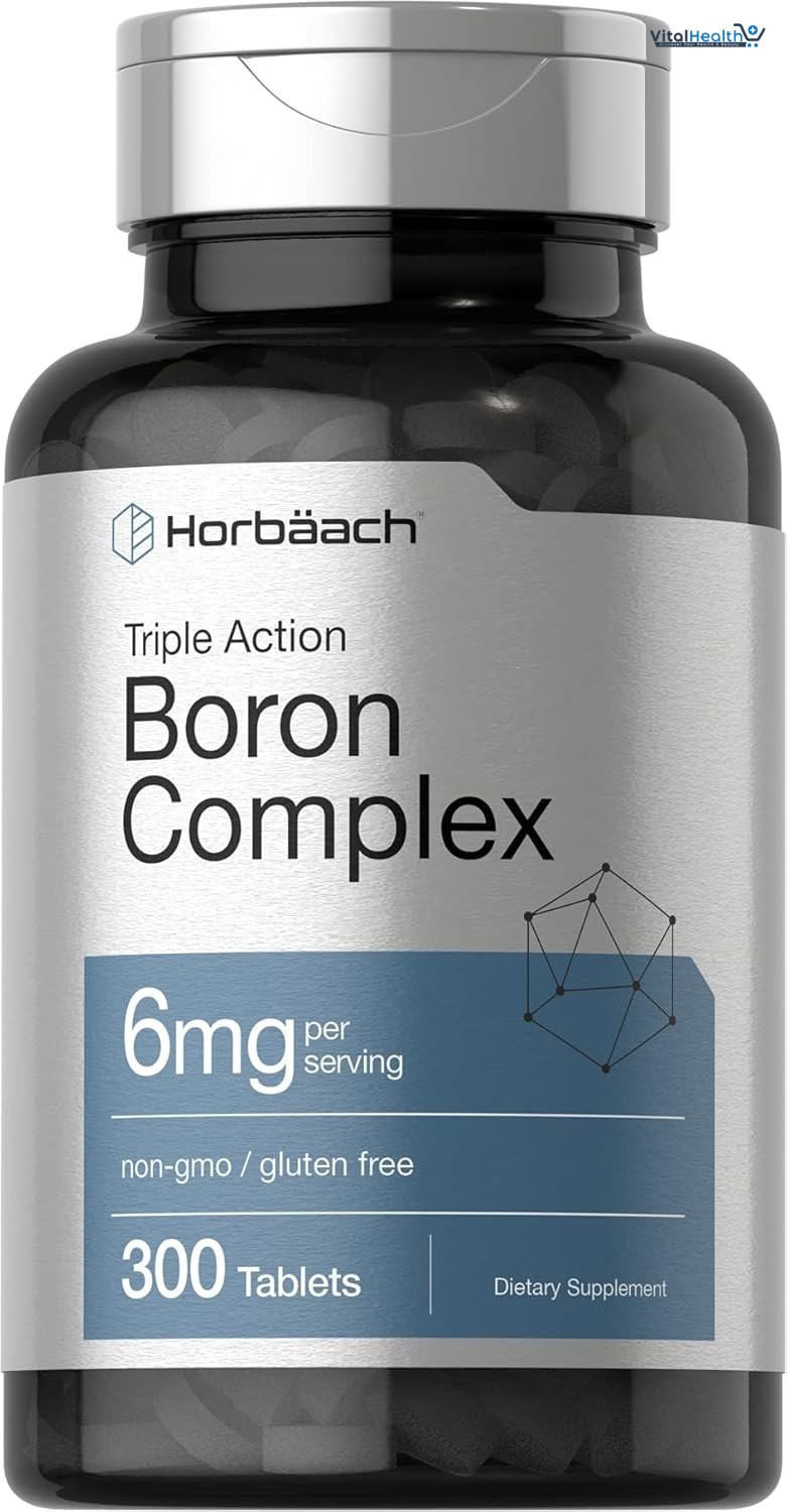 Horbäach Triple Boron Complex 6 mg Supplement | 300 Tablets | for Men and Women | Vegetarian, Non-GMO &amp; Gluten Free | Triple Action Boron Citrate, Boron Glycinate, Boron Asparate thumbnail 5