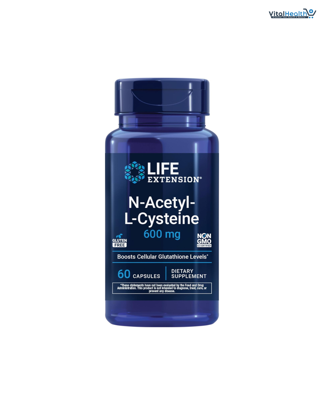 Life Extension N-Acetyl-L-Cysteine (NAC), Immune, Respiratory, Liver Health, NAC 600 mg, Potent antioxidant Support, Free-radicals, Easy to Absorb, 60 Capsules thumbnail 6