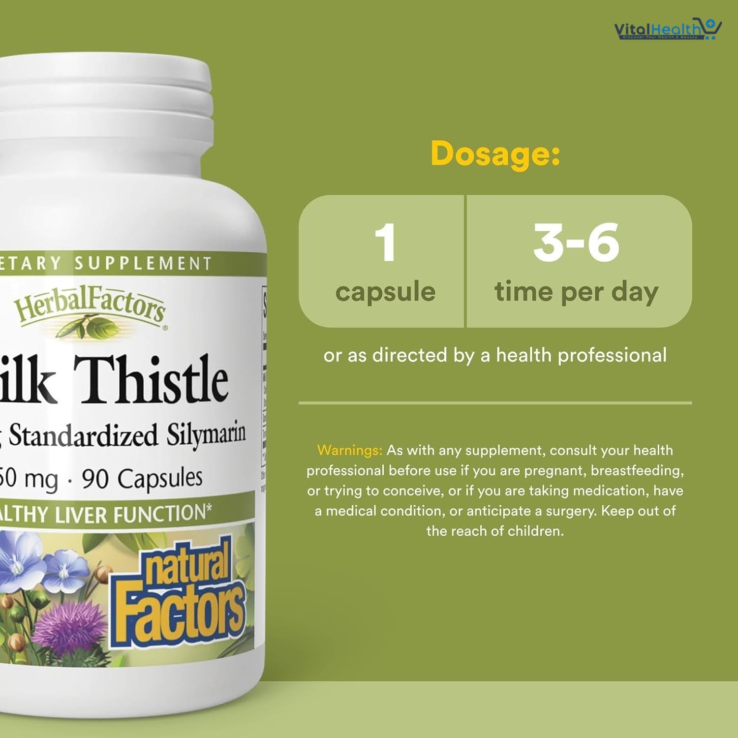 Natural Factors Milk Thistle Silymarin 250mg 90 Capsules thumbnail 4