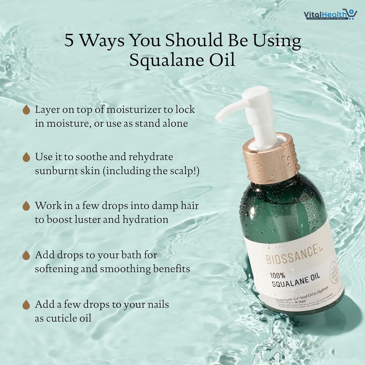 BIOSSANCE 100% Squalane Oil - Sustainable, Vegan Face Oil &amp; Body Oil - Hydrating, Fast-Absorbing Moisturizer - Ideal for Oily Skin, Face, Hair - Organic Sugarcane-Derived Squalane, 3.3 ounces (100ml) thumbnail 6