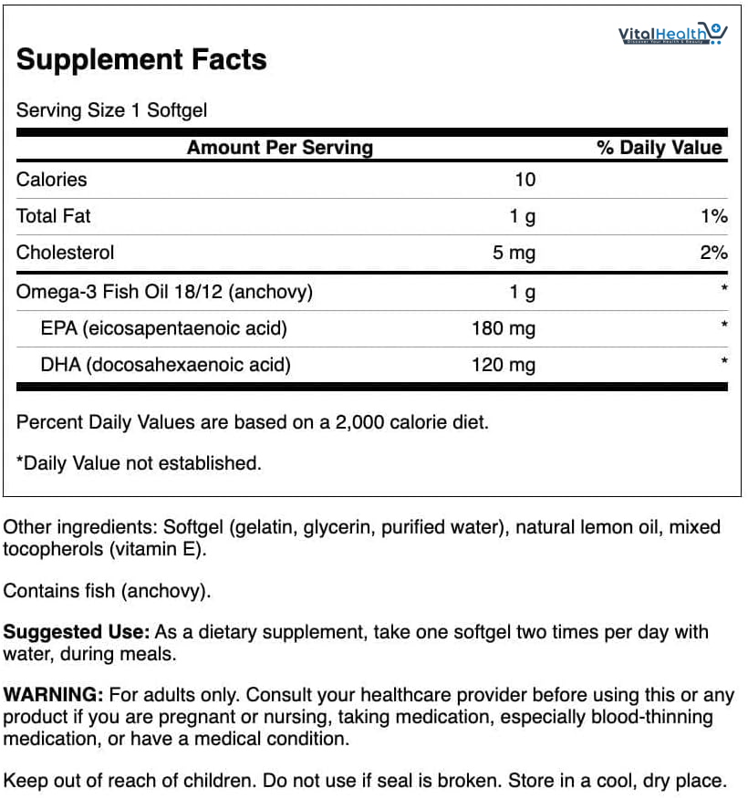 Swanson Omega-3 Fish Oil Heart, Brain, and Joint Support Supplement for Health-Conscious Adults - Lemon Flavor - 180 mg EPA + 120 mg DHA (150 Softgels) thumbnail 2