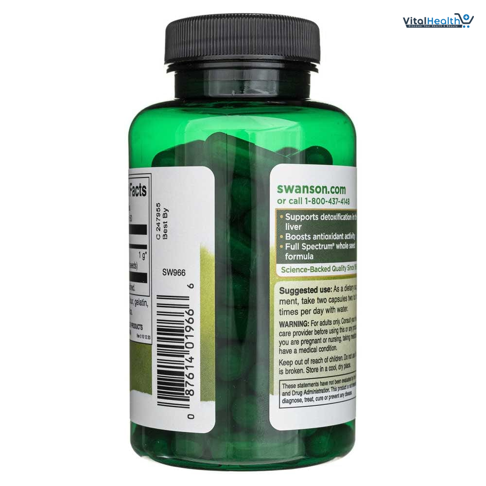Swanson Milk Thistle - Herbal Liver Support Supplement - - (100 Capsules, 500mg Each) thumbnail 4