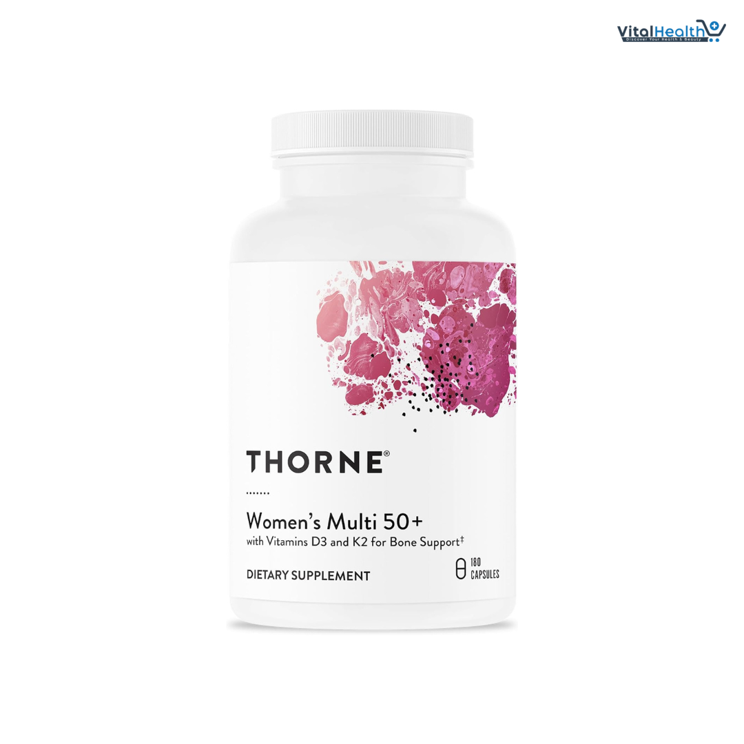 THORNE - Women's Multi 50+ - Comprehensive Daily Multi with Vitamins A, B6, B12, C, D, E, K, Zinc &amp; More - 180 Capsules thumbnail 4