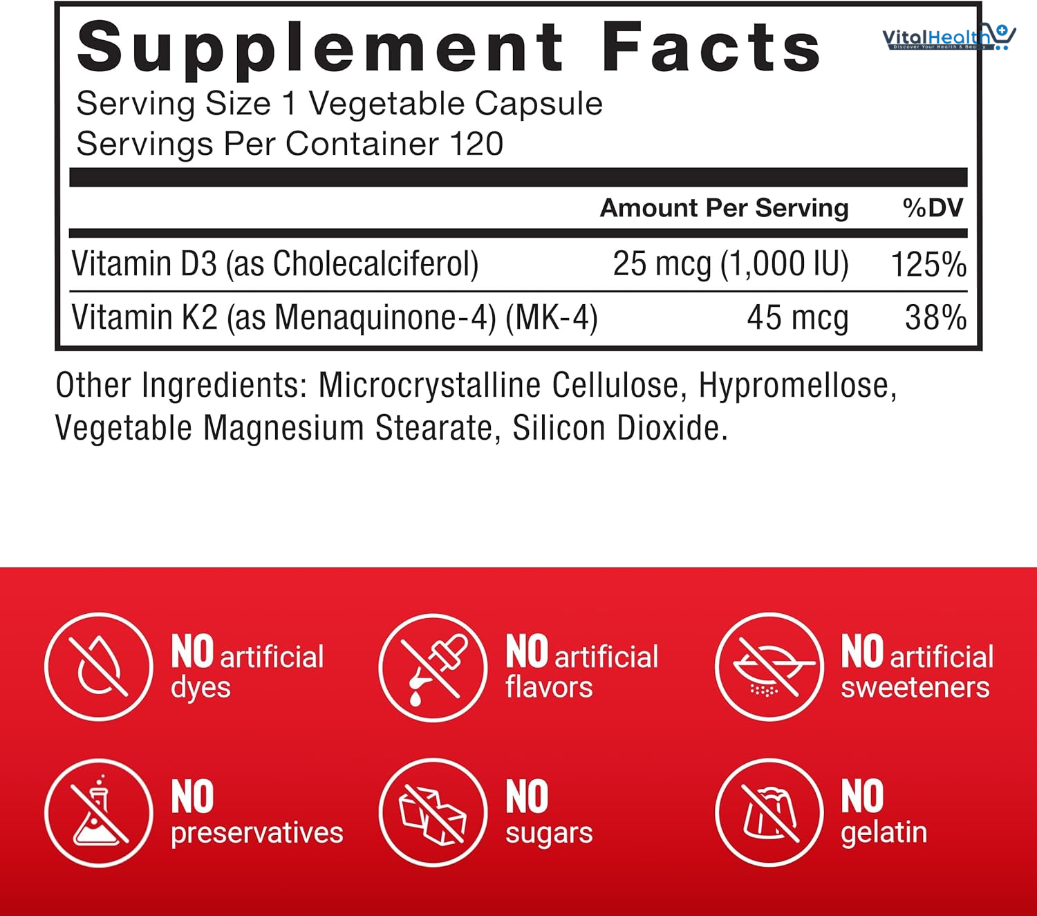 Force Factor Vitamin D3 K2 to Support Immunity, Heart Health, Bone Support, and More, High-Potency 2-in-1 Formula, Vegan, No Gelatin, Non-GMO, 120 Capsules thumbnail 5