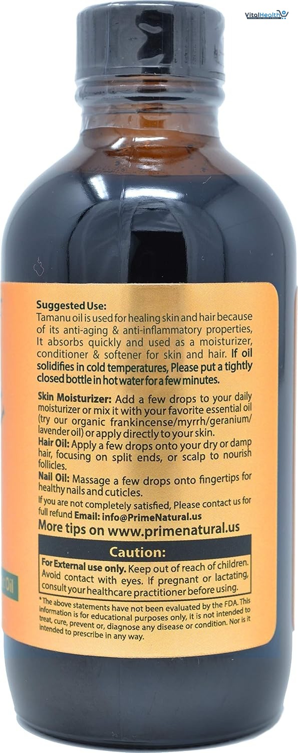 Prime Natural Organic Tamanu Oil - USDA Certified, 100% Pure, Cold Pressed, Unrefined, Virgin (4oz / 120ml) for Face, Hair &amp; Skin Care - Natural Moisturizer thumbnail 3