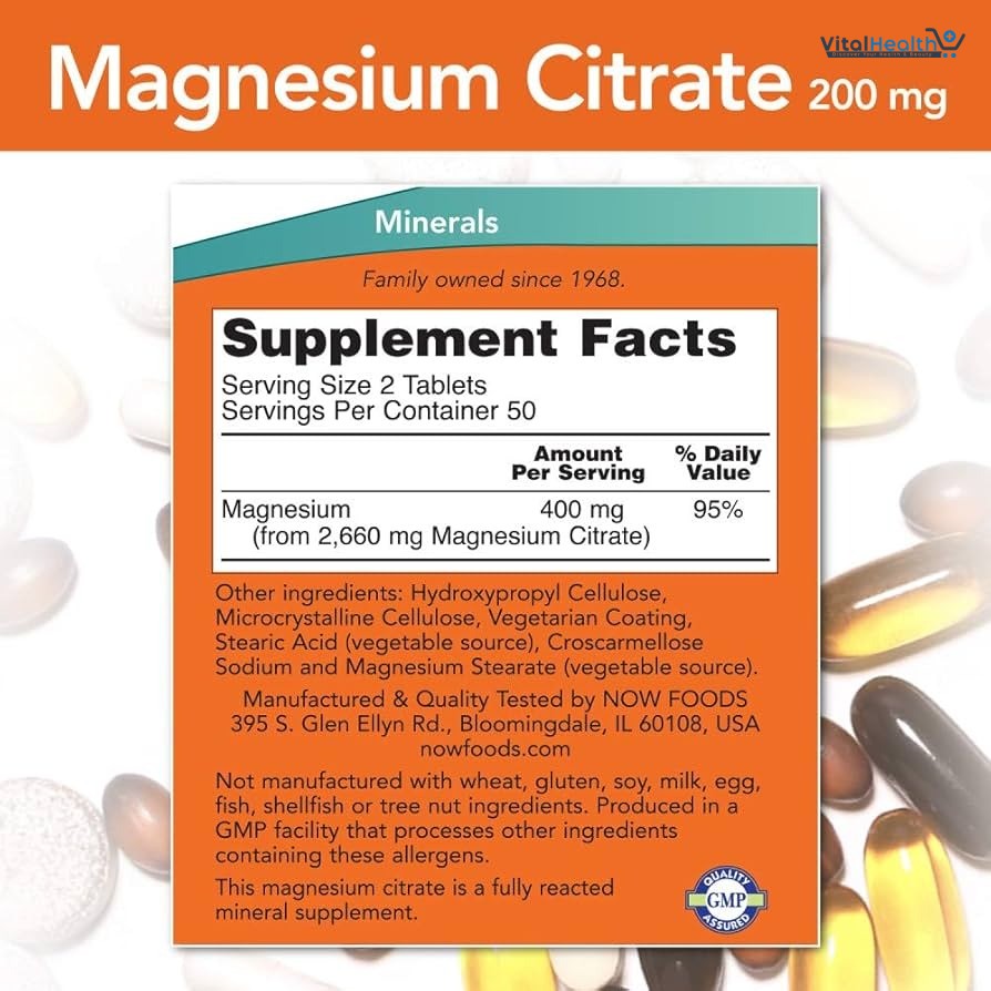 NOW FOODS Magnesium Citrate 200mg _ 250 Capsules thumbnail 2