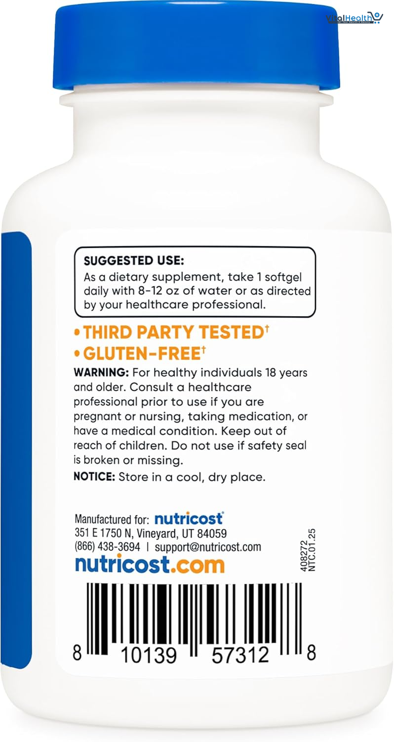 Nutricost Vitamin D3 10,000 IU, 240 Softgel Capsules - Potent, Non-GMO, Gluten Free Vitamin D thumbnail 3