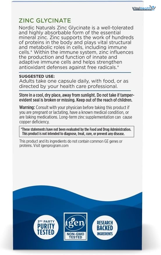 Nordic Naturals Zinc Glycinate - 60 Capsules - 20 mg Highly Absorbable Zinc Glycinate - Optimal Wellness - Non-GMO, Gluten Free, Vegan thumbnail 5
