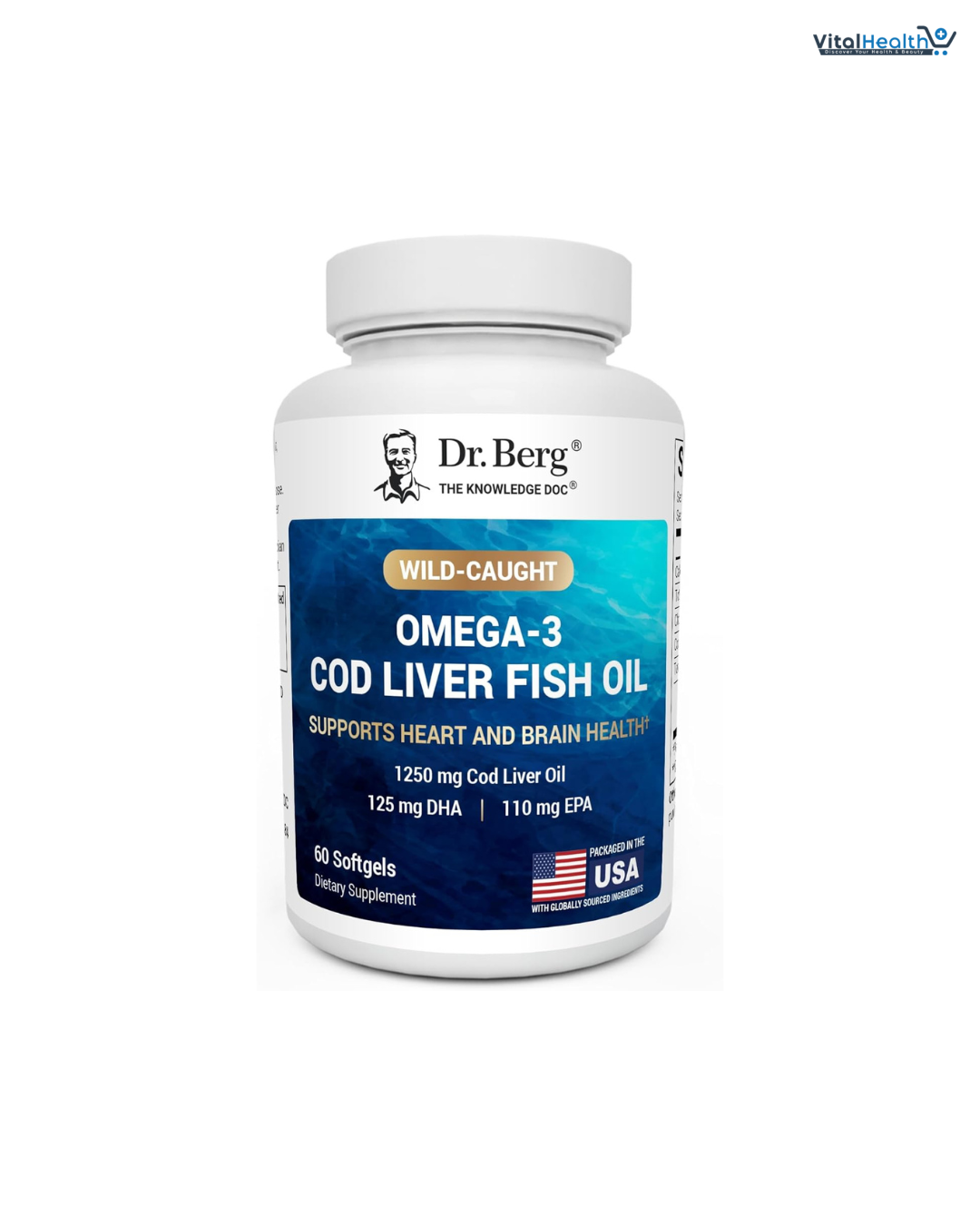 Dr. Berg Maximum Strength Omega-3 Cod Liver Fish Oil (1250 mg) from Wild-Caught Cod - Lemon-Flavored Omega-3 Fish Oil for Women &amp; Men - EPA DHA Supplement – 60 Softgels thumbnail 6