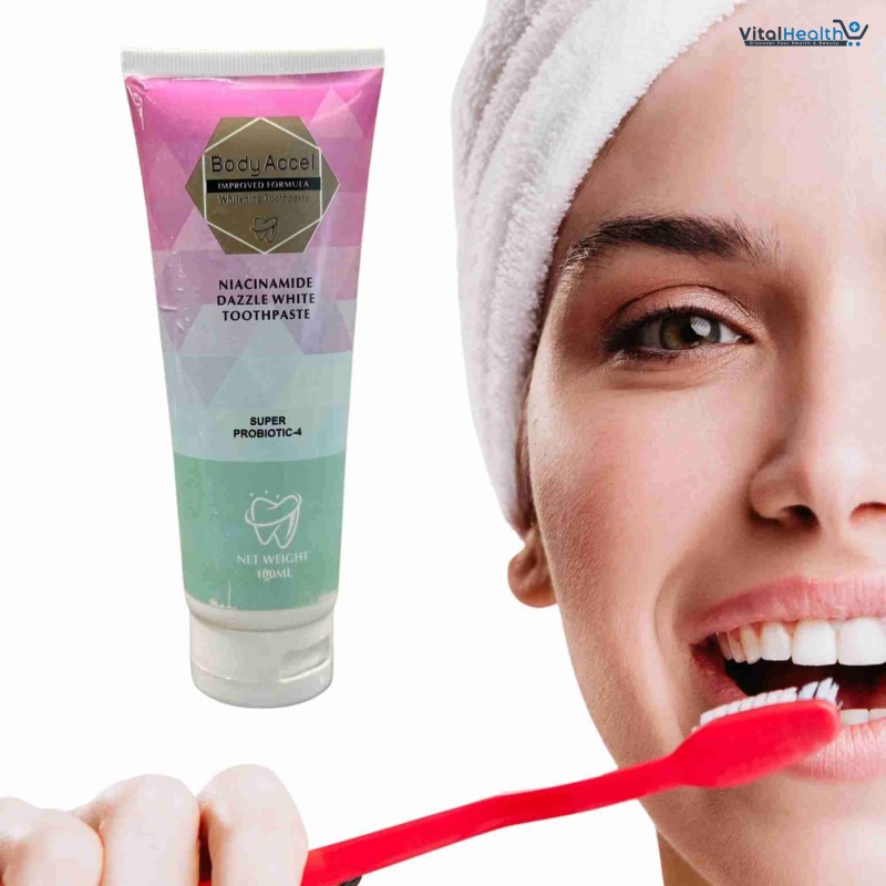 Body Accel Niacinamide Whitening Toothpaste 100ml – Advanced Stain Removal With Probiotics For Bright Smile &amp; Fresh Breath thumbnail 3