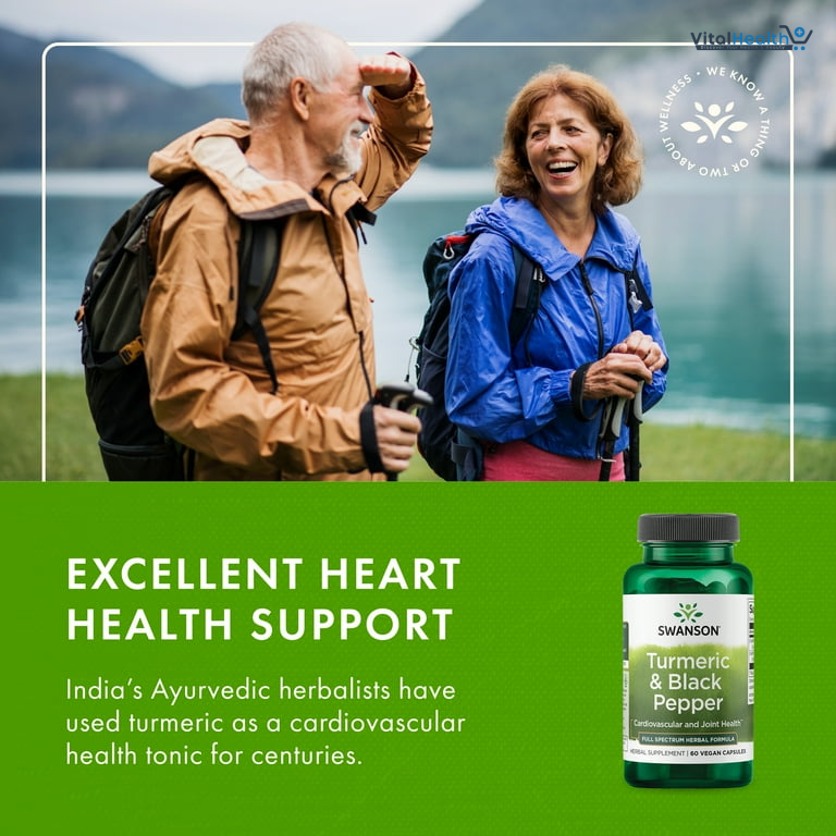 Swanson Turmeric &amp; Black Pepper - Organic Joint Health, Heart Health, Digestion, &amp; Liver Support Supplement - Natural Formula for Enhanced Bioavailability &amp; Absorption - (60 Veggie Capsules) thumbnail 3