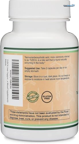 TUDCA Bile Salts Liver Support Supplement, 500mg Servings, Liver and Gallbladder Cleanse Supplement (60 Capsules, 250mg) Genuine Bile Acid TUDCA with Strong Bitter Taste by Double Wood thumbnail 2
