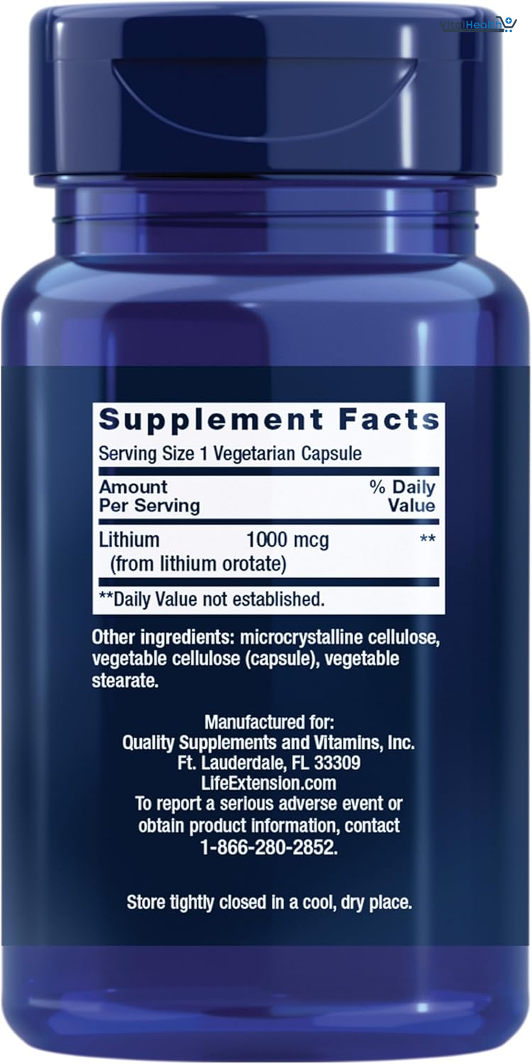 Life Extension Lithium, 1000 mcg – Lithium Orotate – Helps Maintain Cognitive Function &amp; Memory – Low-Dose Formula – Non-GMO, Gluten-Free, Vegetarian – 100 Capsules thumbnail 4