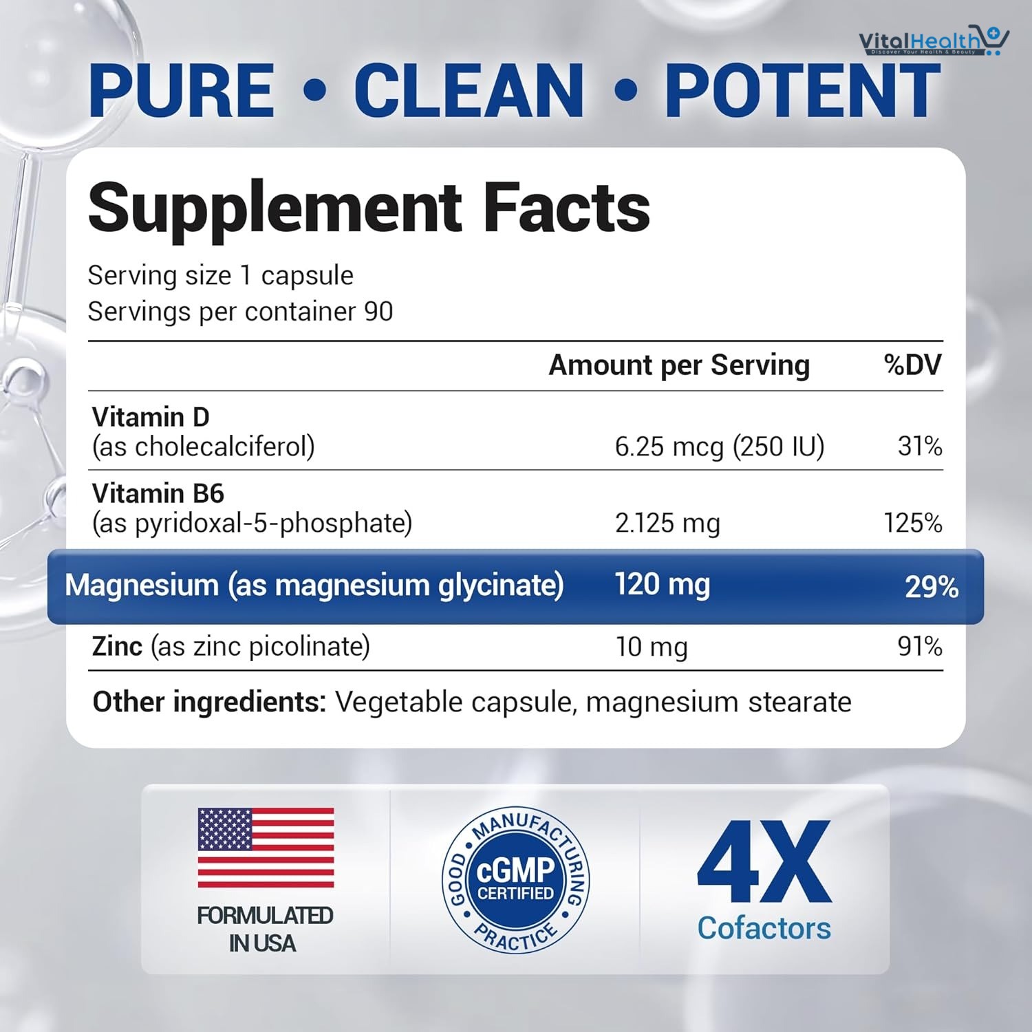 Dr. Berg Magnesium Glycinate with Vitamin B6 and Vitamin D 4-in-1 Chelated Magnesium Glycinate _ 120mg thumbnail 5