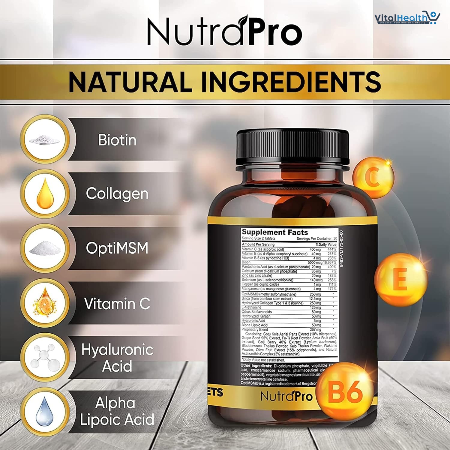 Hair Growth Vitamins With Biotin For Men-Anti Hair Loss Support Vitamins Pills thumbnail 2