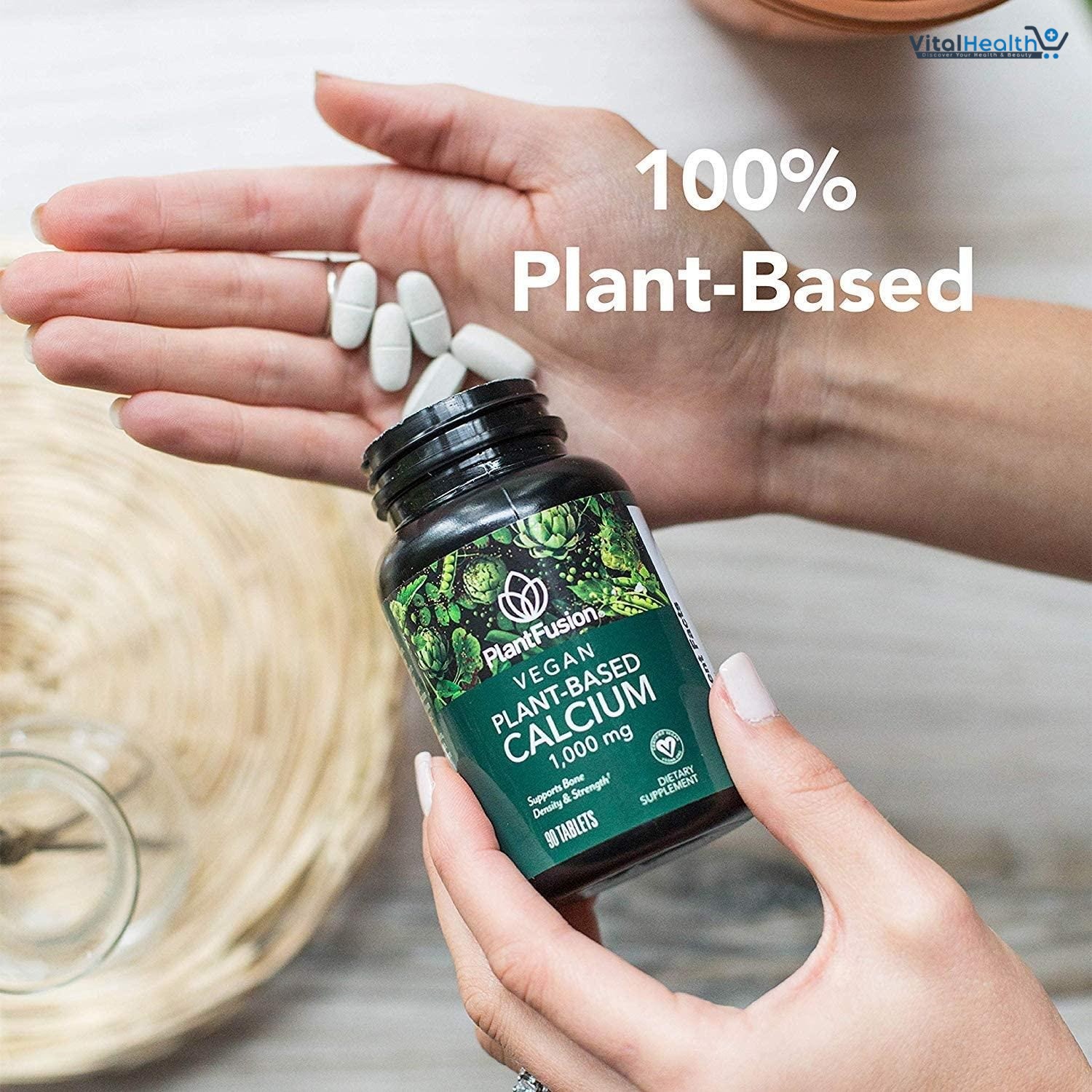 PlantFusion Vegan Calcium, Premium Plant Based Calcium (1000mg) Sourced from Icelandic Red Algae, Plus Magnesium, D3, K2, and Boron, 90 Vegan Tablets thumbnail 4